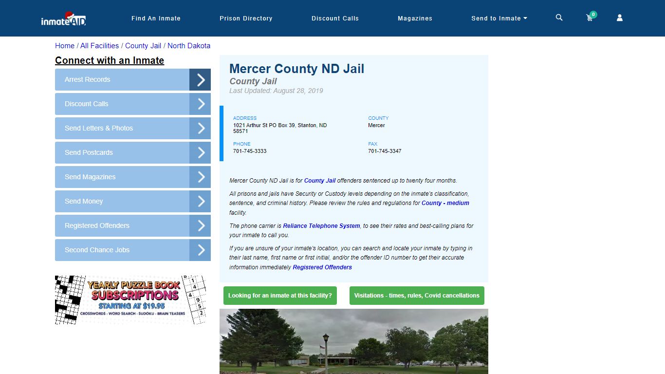 Mercer County ND Jail - Inmate Locator - Stanton, ND